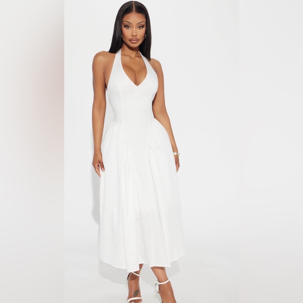 Elegant White Halter Dress